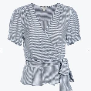 Max Studio Stripe Wrap Top Blouse